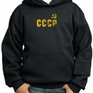 Sweat à capuche noir CCCP or distressed