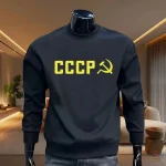 Sweat col rond bleu marine CCCP faucille marteau or