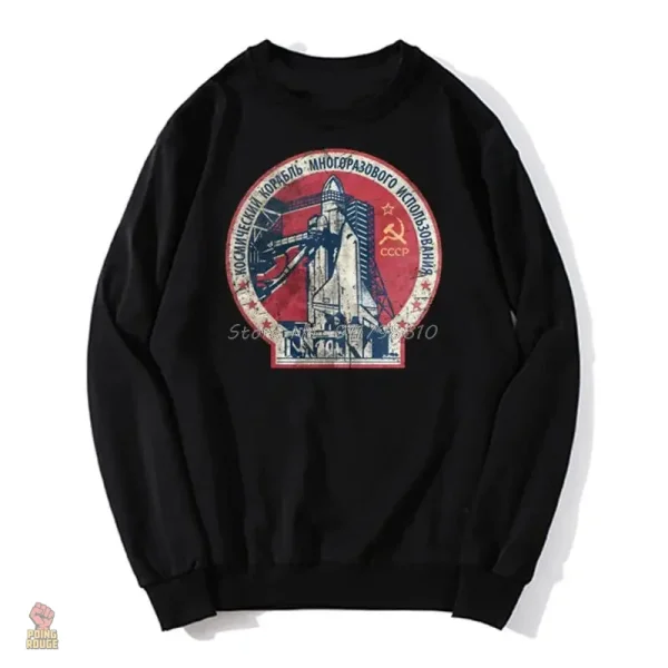 sweat-col-rond-noir-cccp-navette-spatiale-1 Sweat noir CCCP avec motif navette spatiale
