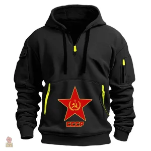 Sweat demi-zip noir CCCP étoile rouge