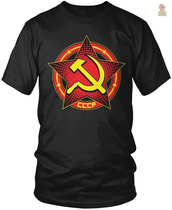 t-shirt-cccp-etoile-et-faucille-1 T-shirt avec motif étoile et faucille communiste