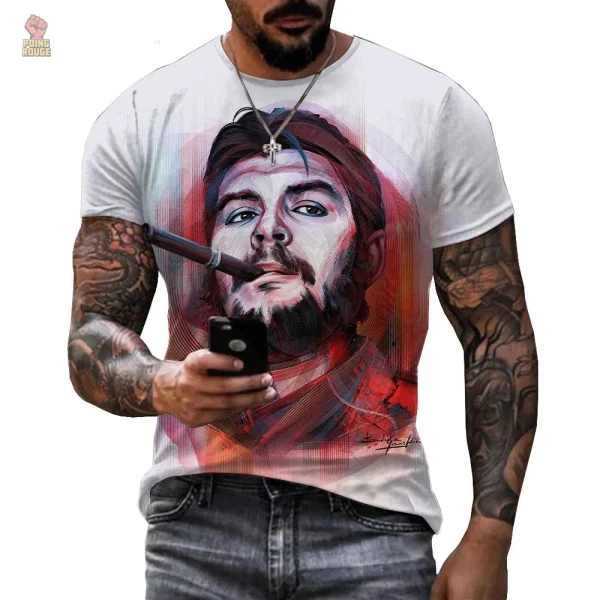 t-shirt-che-guevara-aquarelle-cigare-blanc-1 T-shirt Che Guevara aquarelle avec motif cigare blanc