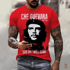 T-shirt blanc Che Guevara, design aquarelle et cigare