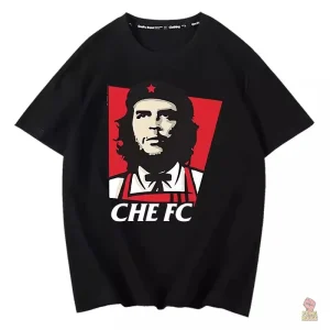 T-shirt noir Che Guevara "CHE FC" pour un style décontracté