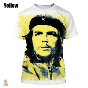 T-shirt jaune pop art avec design inspiré du communisme