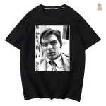 T-shirt noir portrait jeune élégance, style communiste