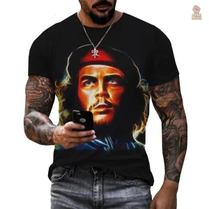 T-shirt Che Guevara portrait néon noir