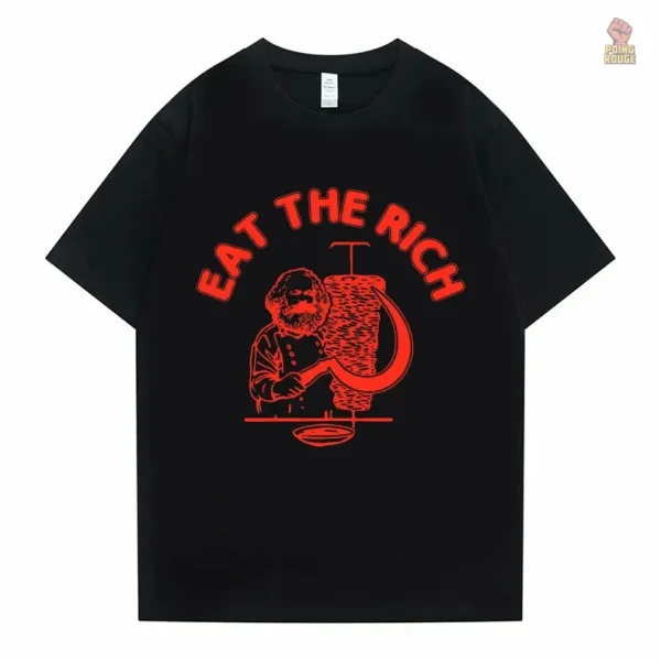 Design audacieux "Eat the Rich" sur tee-shirt