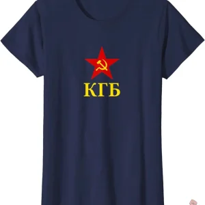 Design élégant en cyrillique, étoile rouge sur T-shirt KGB