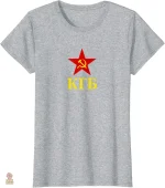 T-shirt KGB avec motif étoile rouge, style minimaliste