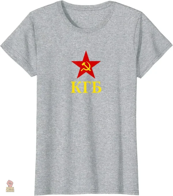 T-shirt KGB avec motif étoile rouge, style minimaliste