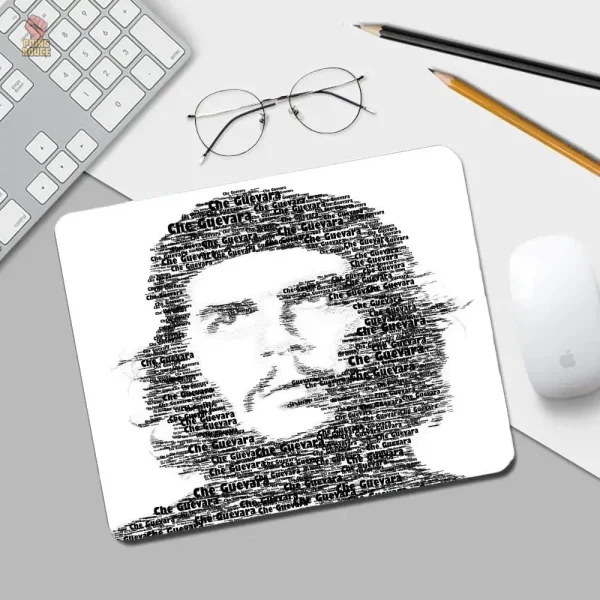 Tapis Che Guevara avec masque bandana rouge sur fond noir - vue 2