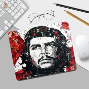 Tapis de souris Che Guevara portrait collage noir rouge
