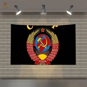 Tenture blason soviétique sur fond noir pour décoration murale