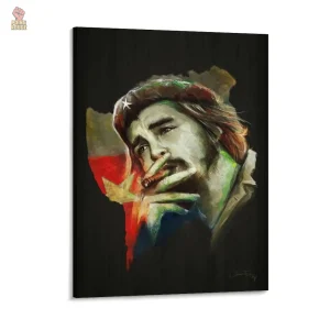 Toile Che Guevara aquarelle cadre étoilé