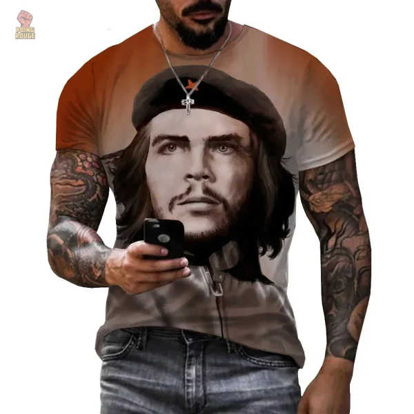 tshirt-che-guevara-portrait-beret-tons-chauds-impression-3d-1 T-shirt Che Guevara portrait en impression 3D avec beret