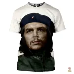 T-shirt Che Guevara colorisé avec beret bleu