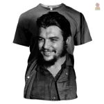 T-shirt portrait Che Guevara noir et blanc souriant