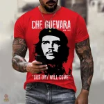 T-shirt grunge Che Guevara en couleur bordeaux, style stencil