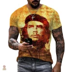 T-shirt vintage Che Guevara sepia avec fond doré