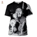 T-shirt noir Fidel Castro avec cigare et drapeau de Cuba