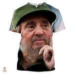 T-shirt portrait de Fidel Castro avec casquette verte