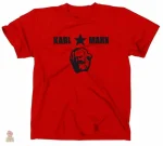 T-shirt rouge Karl Marx avec motifs Antifa et URSS