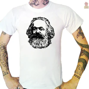 T-shirt Karl Marx portrait blanc en coton manches courtes