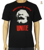 T-shirt noir Karl Marx Workers Unite pour les marxistes