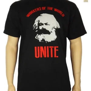 T-shirt noir Karl Marx Workers Unite pour les marxistes