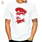 T-shirt homme Staline en uniforme blanc URSS en coton