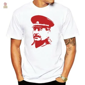 T-shirt homme Staline en uniforme blanc URSS en coton