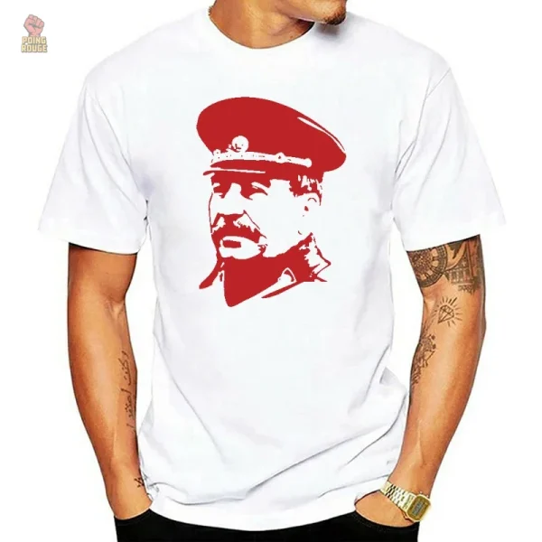 tshirt-staline-en-uniforme-blanc-urss-ete-coton-homme-1 T-shirt homme Staline en uniforme blanc URSS en coton