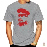 T-shirt été en coton avec motif Staline, style militaire blanc