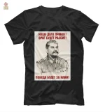 T-shirt noir avec visuel Staline et message "L'ennemi sera vaincu