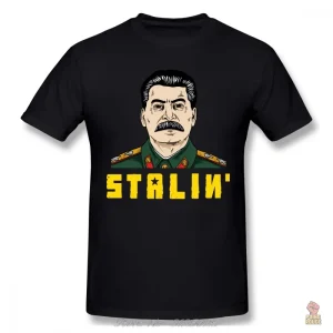 T-shirt Staline portrait personnalisé noir et blanc