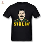 T-shirt taille plus avec portrait de Staline en noir et blanc