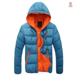 Veste bleue avec accents verts lime, style communiste